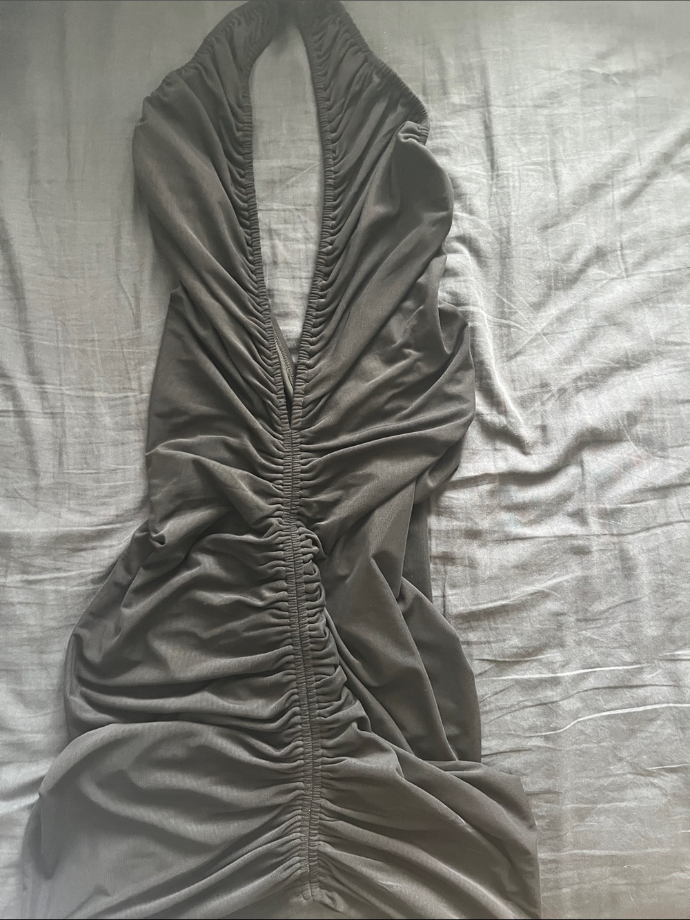 White Fox Boutique Black Ruched Halter Mini Dress